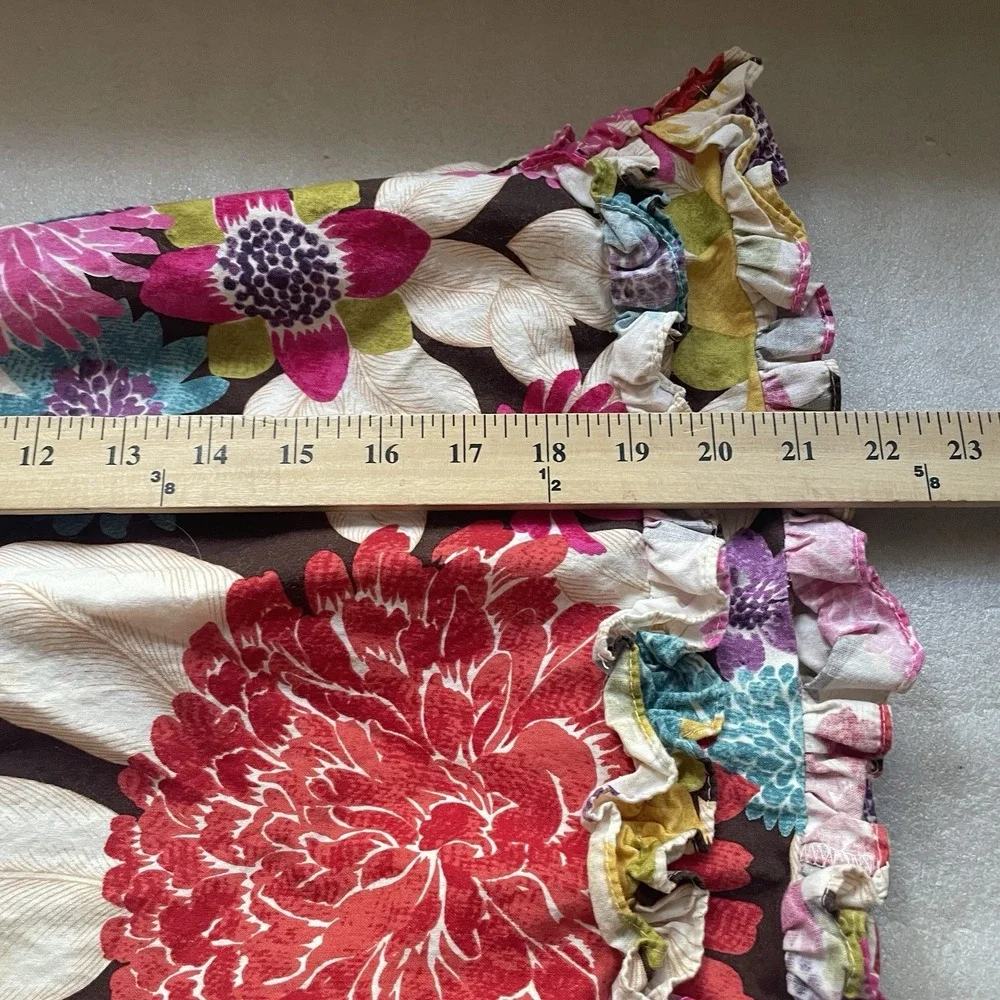 Le Za Me Dress Girls 4T 100% Cotton Pink Yellow Floral Puff Sleeve Ruffle Boho